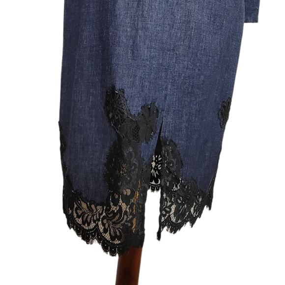 HOLT RENFREW Stretch Denim and Lace Jacket Size XS and Pencil Skirt Size 6 - Picture 10 of 13